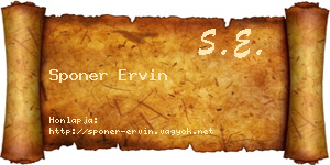 Sponer Ervin névjegykártya